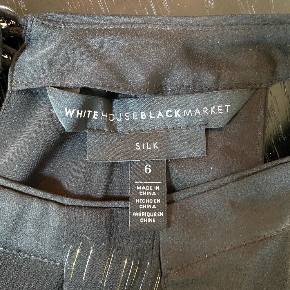 WHBM Black silk top w/metallic threads. Size 6 Never worn. Perfect condition - Picture 3 of 6